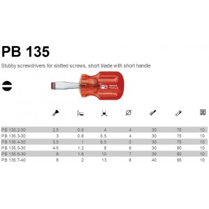 PB Swiss Tools PB-135 Short blade screwdrivers ไขควงปากแบนด้ามสั้น