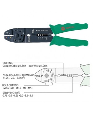 Marvel MEB-200 Multi-purposes Pliers คีมย้ำหางปลา ตัด ปอกสายไฟ