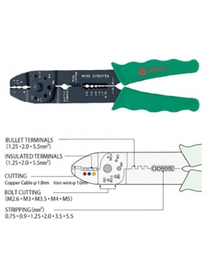 Marvel MEB-500 Multi-purposes Pliers คีมย้ำหางปลา ตัด ปอกสายไฟ