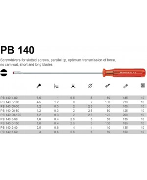 ไขควงปากแบนก้านเล็กยาว PB Swiss Tools PB-140 Screwdriver for slotted screws