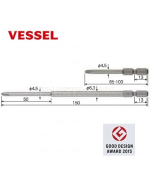 ดอกไขควง VESSEL Recssed Bit (Magnetized) No.M-A16