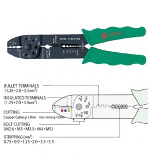 Marvel MEB-500 Multi-purposes Pliers คีมย้ำหางปลา ตัด ปอกสายไฟ