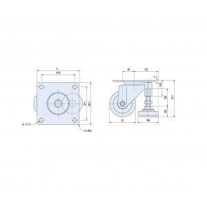 Caster With Leveling Glides