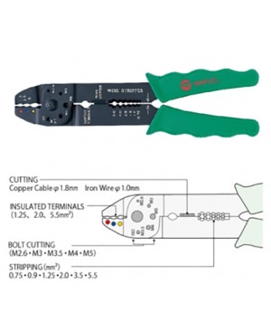 Marvel MEB-100 Multi-purposes Pliers คีมย้ำหางปลา ตัด ปอกสายไฟ