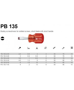 PB Swiss Tools PB-135 Short blade screwdrivers ไขควงปากแบนด้ามสั้น